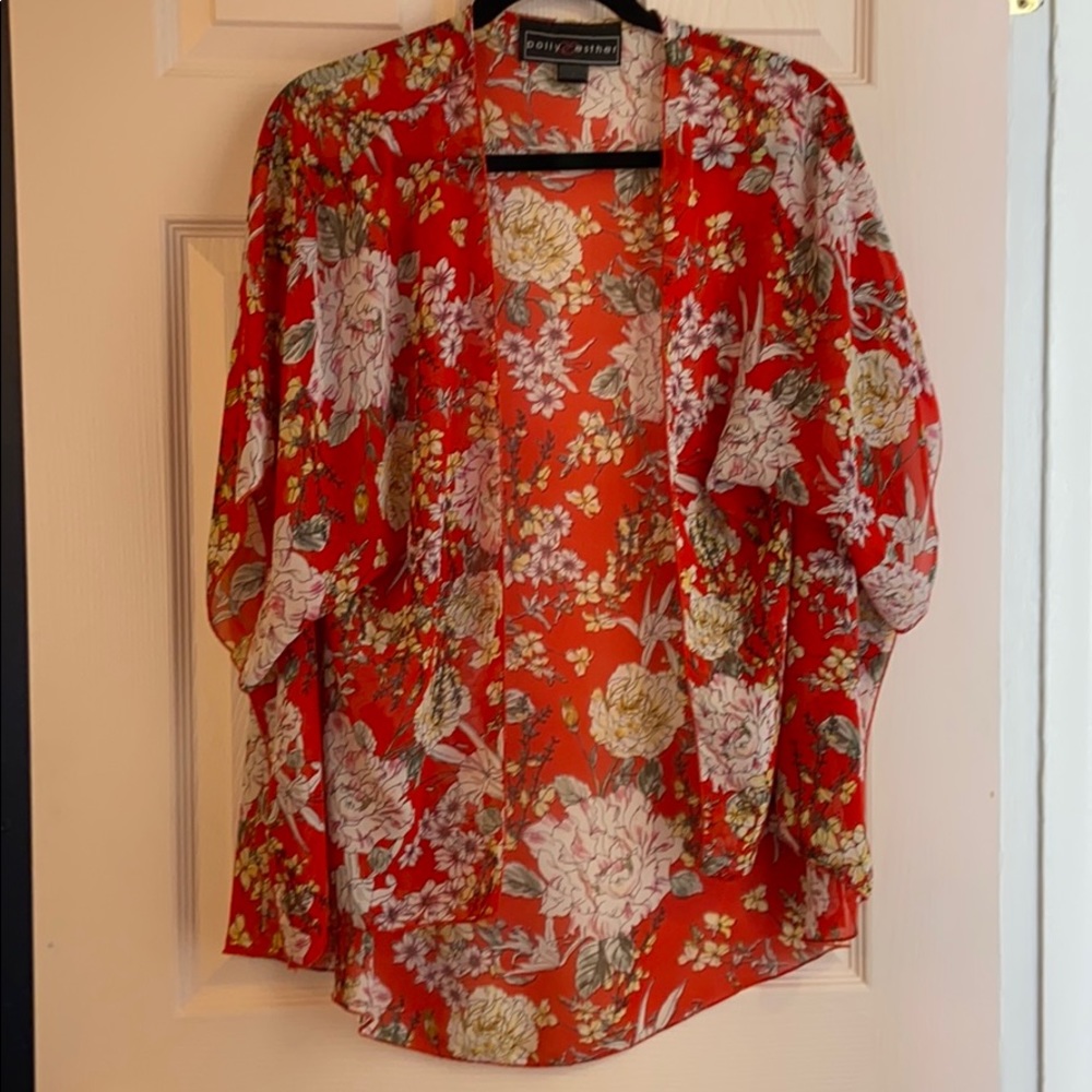 Red floral kimono